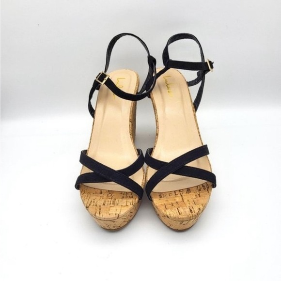 Lulu’s Platform Cork Wedge Scrappy Sandals 8.5 - Picture 2 of 7